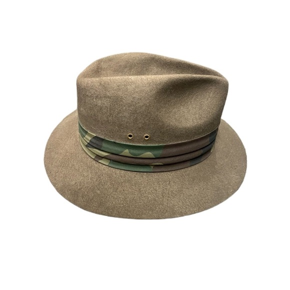 Vintage Men’s 100% Wool Classic Brown Camo Fly Fish Camping Hat Sz XL - Picture 1 of 5